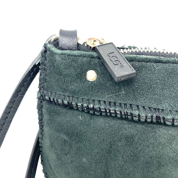 UGG Shearling Lined Suede Convertible Zippered Wristlet Pouch - Black, 8"x4.5" - Picture 2 of 7